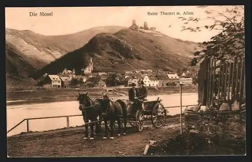 AK Alken / Mosel, Gesamtansicht mit Ruine Thurant