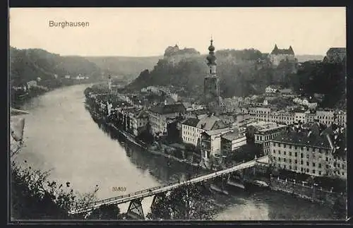 AK Burghausen / Salzach, Ortsansicht aus der Vogelschau