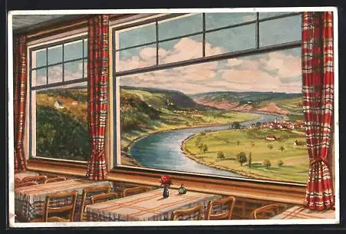 Künstler-AK Bad Wimpfen a. N., Kurhotel Mathildenbad, Terrasse