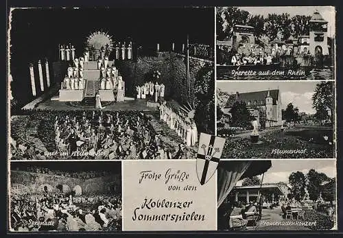 AK Koblenz, Koblenzer Sommerspiele 1958: Blumenhof, Promenadenkonzert