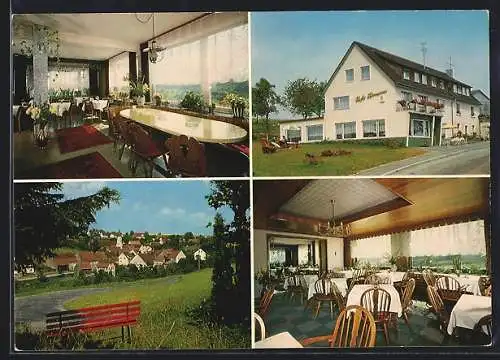 AK Bittelbronn / Schwarzwald, Blick auf das Cafe-Pension Braun mit Innenansichten