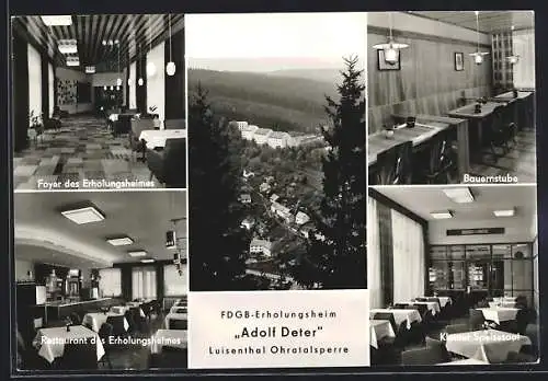 AK Luisenthal, FDGB-Erholungsheim Adolf Deter, Foyer, Restaurant, Bauernstube, Speisesaal