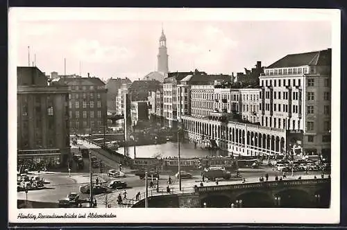 AK Hamburg, Reesendammbrücke und Alsterarkaden