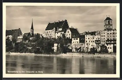 AK Wasserburg a. Inn, Innpartie mit Burg