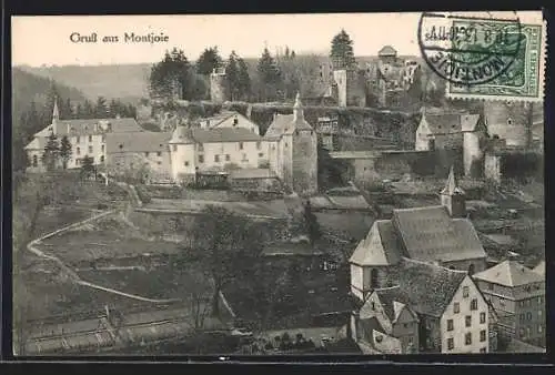 AK Montjoie, Teilansicht mit Burgruine