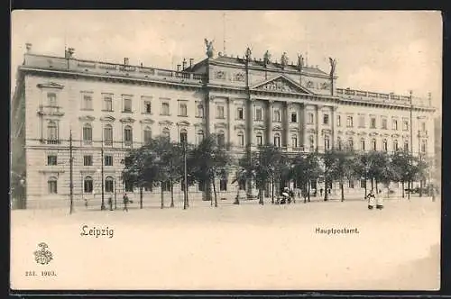 AK Leipzig, Strasse am Hauptpostamt
