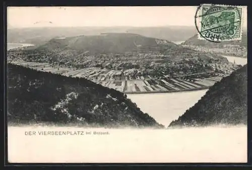 AK Boppard, Der Vierseenplatz aus der Vogelschau