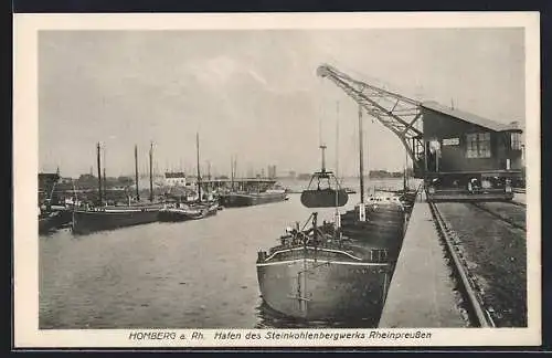AK Homberg a. Rh., Hafen des Steinkohlenbergwerks Rheinpreussen