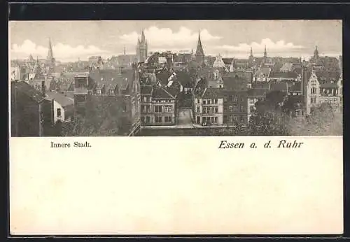 AK Essen a. d. Ruhr, Innere Stadt, Blick über die Dächer