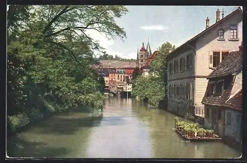 AK Esslingen a. N., Wohnhäuser am Kanal