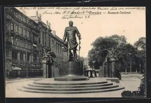 AK Dresden, am Bismarckdenkmal