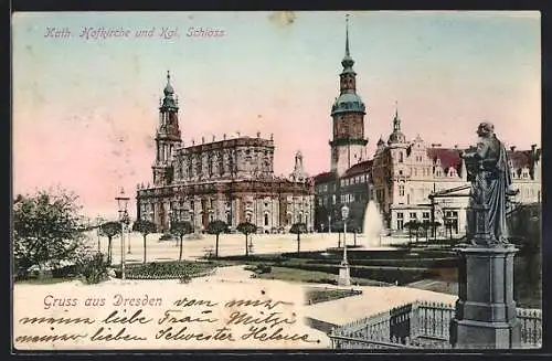 AK Dresden, Kath. Hofkirche und Kgl. Schloss