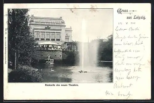 AK Leipzig, Rückseite des Neuen Theaters