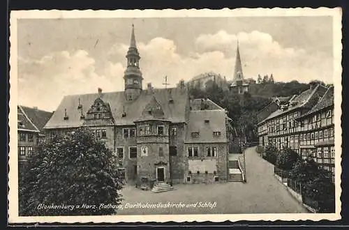 AK Blankenburg / Harz, Bartholomäuskirche und Schloss