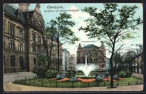 AK Chemnitz, Rathaus mit Beckerdenkmal
