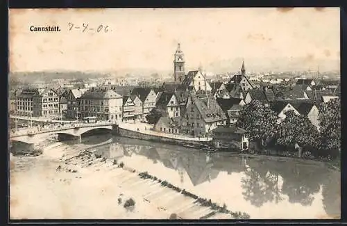 AK Stuttgart-Cannstatt, Stadtansicht mit der Kirche vom Neckar aus