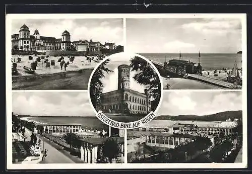 AK Binz auf Rügen, Strandbad und Seebrücke, 