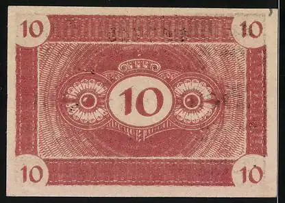 Notgeld Stadtilm, 1917, 10 Pfennig, Gutschein der Gemeinde Stadtilm über Zehn Pfennig, rot, Seriennummer 917744