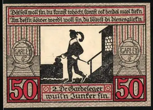 Notgeld Stendal 1921, 50 Pfennig, Motiv mit Wappen und Stadtansicht