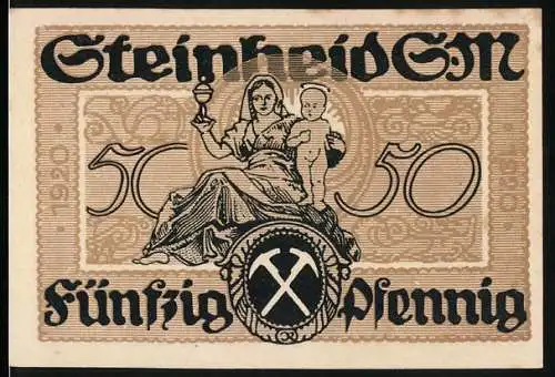 Notgeld Steinheid, 1921, 50 Pfennig, Mutter mit Kind und Engel