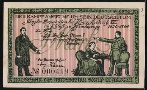 Notgeld Sörup in Angeln, 1919, 1 Mark, Gründung des Schleswig-Holsteinischen Bundes und Angler Deputation