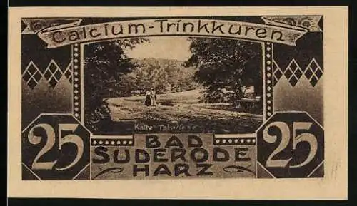 Notgeld Bad Suderode / Harz, 1921, 25 Pfennig, Bäuerin bereitet Feld zur Neubepflanzung vor