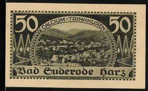 Notgeld Bad Suderode / Harz, 1921, 50 Pfennig, Calcium-Trinkkuren und Solbad Text