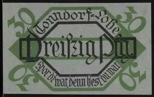 Notgeld Tonndorf-Lohe 1921, 30 Pfenning, Ornamente, alter Grenzstein