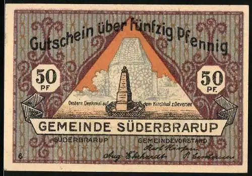 Notgeld Süderbrarup, 50 Pfennig, Oester-Denkmal und Demonstration, 2007 /1