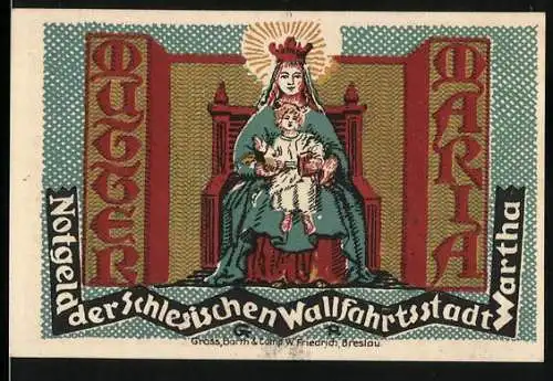 Notgeld Wartha 1921, 50 Pf, Mutter Maria und Bergsturz 1518 Motiv