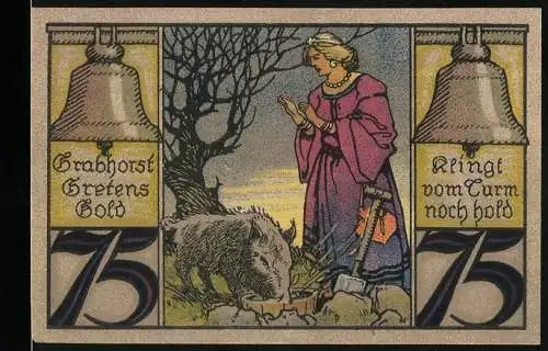 Notgeld Twistringen 1921, 75 Pfennig, Grabhorst Gretens Gold, Sparkasse Twistringen