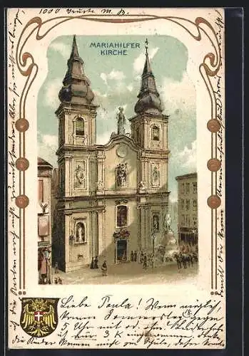 Lithographie Wien, Mariahilfer Kirche