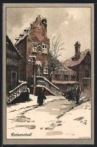 Künstler-AK Wien, Ratzenstadl im Schnee