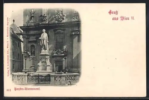 AK Wien, Haydn-Monument vor dem Kircheneingang