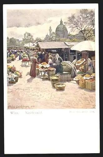 AK Wien, Naschmarkt mit Marktständen