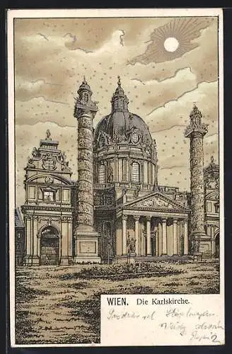 Lithographie Wien, Die Karlskirche