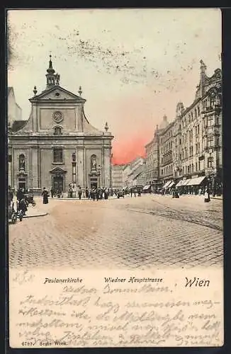 AK Wien, Paulanerkirche mit Wiedner Hauptstrasse