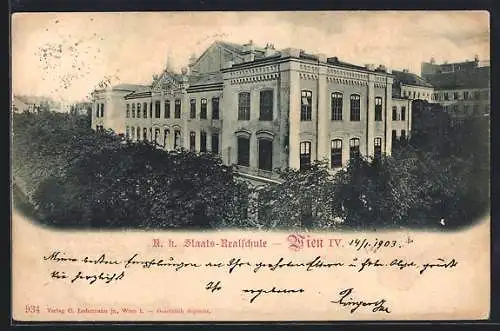 AK Wien, Blick auf die K. k. Staats-Realschule