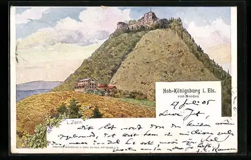 Künstler-AK Ludwig Zorn: Hoh-Königsburg i. Els., Blick von Norden