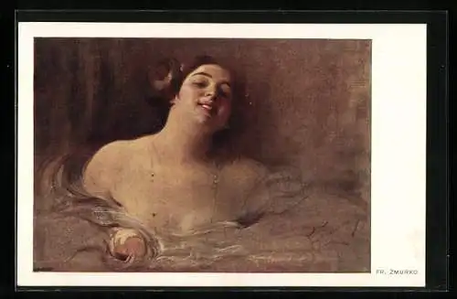 Künstler-AK Franciszek Zmurko: lächelnde Schönheit