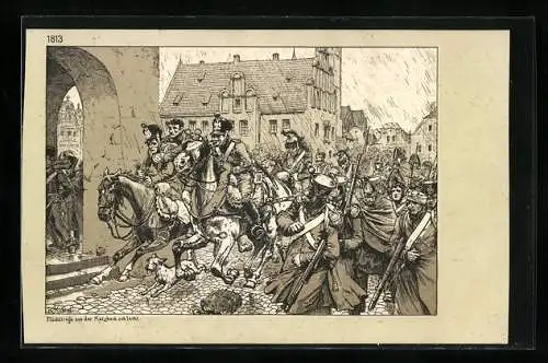 Künstler-AK Richard Knoetel: Die eiserne Zeit 1806-1813: Flüchtlinge aus der Katzbachschlacht