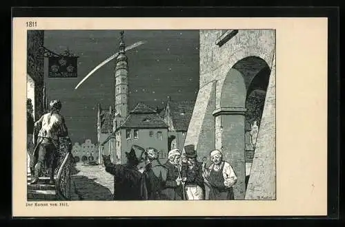 Künstler-AK Richard Knoetel: Die eiserne Zeit vor hundert Jahren, 1806-1813, Der Komet von 1811