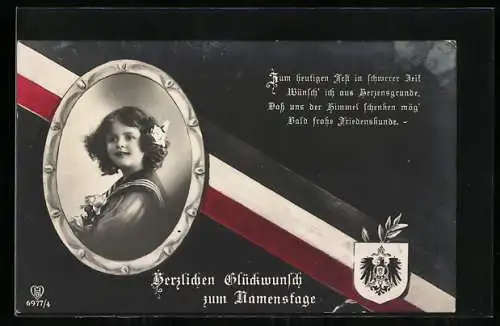 AK Porträt eines Mädchens mit herzlichen Glückwunsch zum Geburtstag und Spruch