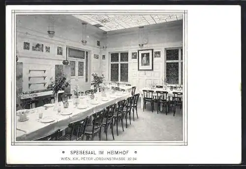 AK Wien, Speisesaal im Restaurant Heimhof, Peter Jordanstrasse 32-34