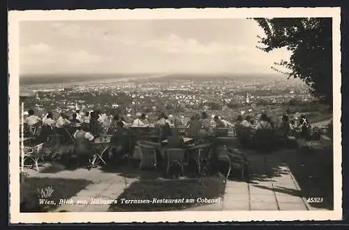 AK Wien, Blick von Hübner`s Terrassen-Restaurant am Cobenzl auf den Ort