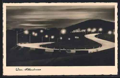 AK Wien, Höhenstrasse bei Nacht