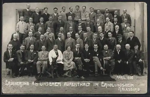 Foto-AK Wien, Erinnerung an den Aufenthalt im Erholungsheim Kalksburg 1930, Gruppenfoto
