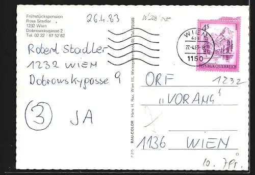 AK Wien, Frühstückspension Rosa Stadler, Dobrowskygasse 2