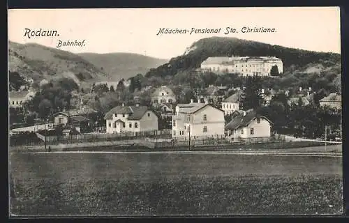 AK Wien-Rodaun, Bahnhof, Mädchen-Pensionat Sta. Christiana