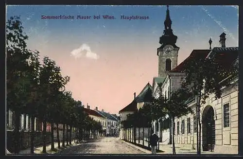 AK Mauer, Hauptstrasse mit Turmuhr
